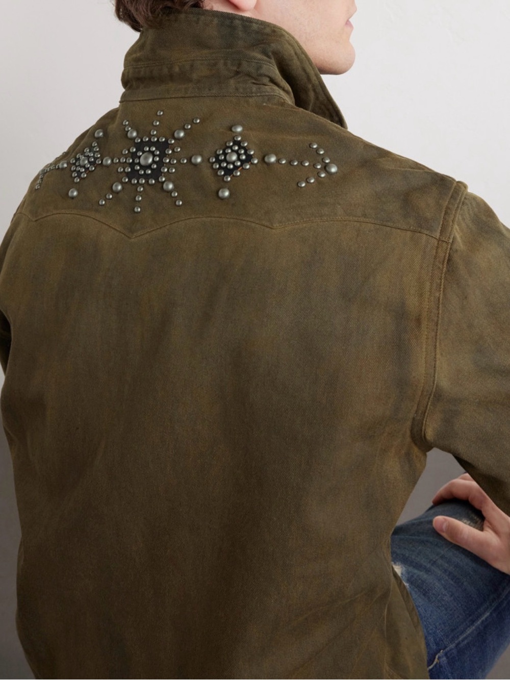 Double RL RRL Slim studded western denim shirt. Size S - Picture 6 of 11